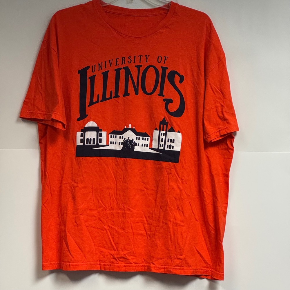 University Of Illinois Illini T Shirt Mens XL Orange Graphic Tee Collegiate READ
